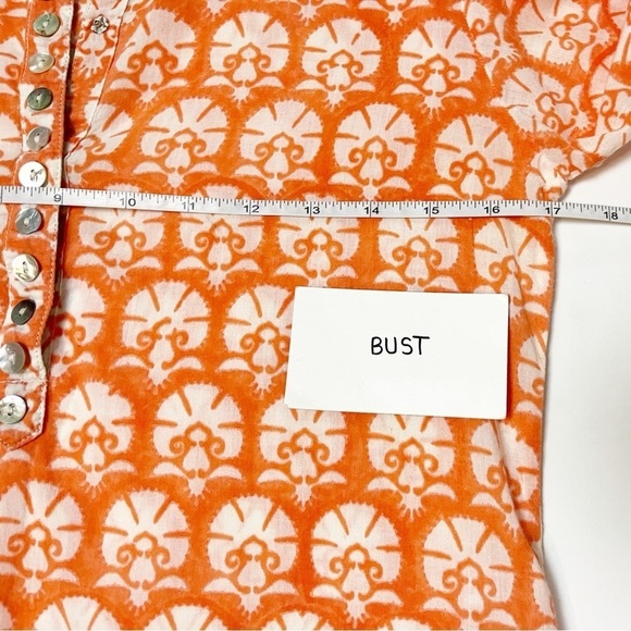 Roberta Roller Rabbit 100% Cotton Tunic Top XS orange floral swim cover up beach - Picture 10 of 13